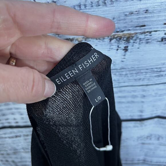 Eileen Fisher Tunic Top Women's Size L Black Silver Stretch Lagenlook Oversized - Picture 14 of 14